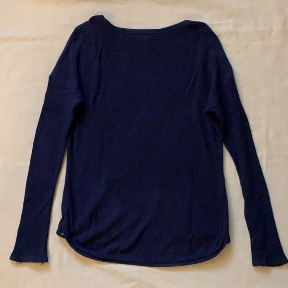 Anthropologie Postmark Navy Stockinette Drop Sleeve Pullover Small Lace - Picture 6 of 6